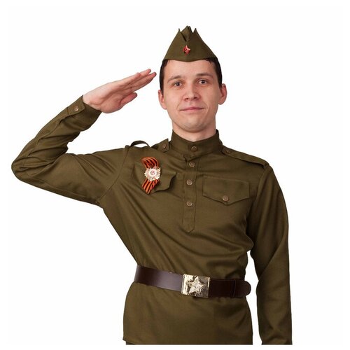 фото Карнавальный костюм «солдат», гимнастёрка, ремень, пилотка, р. 52 qwen