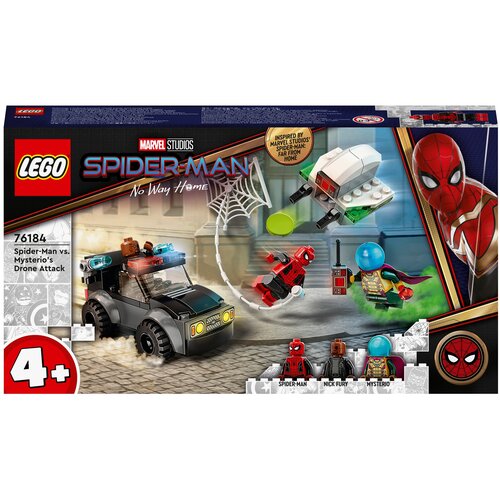 конструктор lego super heroes майлс моралес против морбиуса 76244 Конструктор LEGO Super Heroes 76184 Человек-паук против атаки дронов Мистерио, 73 дет.