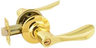 Ручка дверная межкомнатная с защелкой Титан 891-00 PB , ключ/фиксатор, Золото