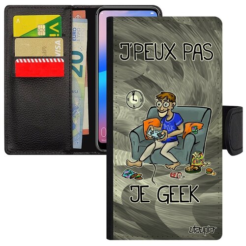 фото Дизайнерский чехол-книжка на смартфон // xiaomi redmi 6a // "не могу - играю!" крутой геймер, utaupia, серый