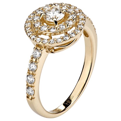 фото Золотое кольцо из желтого золота с бриллиантами 01к635251 эстет