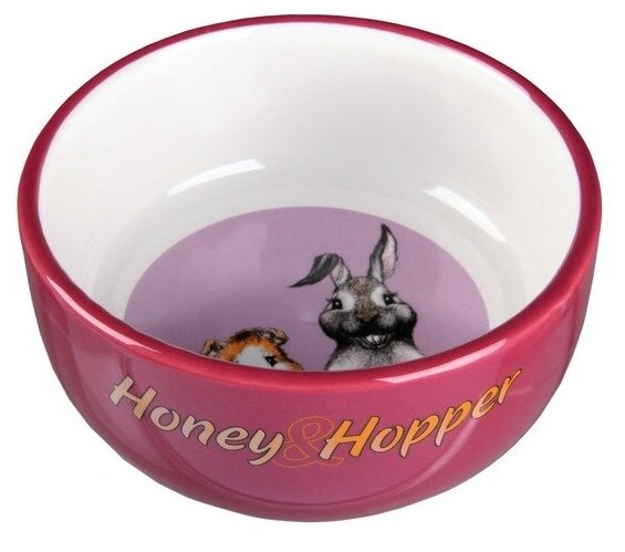 Миска керамическая с рисунком Honey Hopper, Trixie (товары для животных, 250 мл/ф 11 см, цвета в ассортименте, 60808)