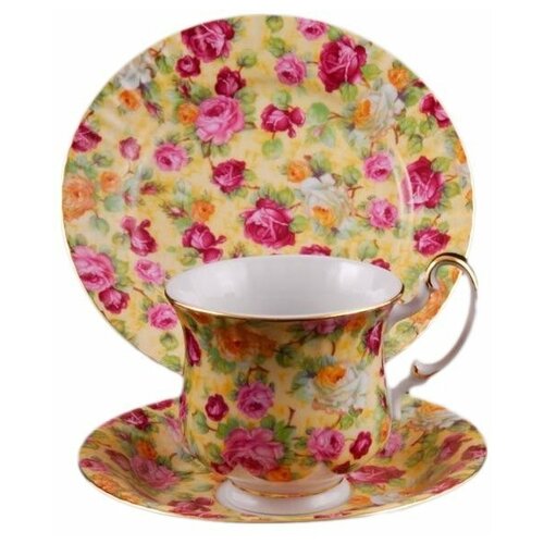 фото Чайный набор для завтрака на 1 персону 3 предмета leander "моника /мелкие розочки /жёлтая" / 158153