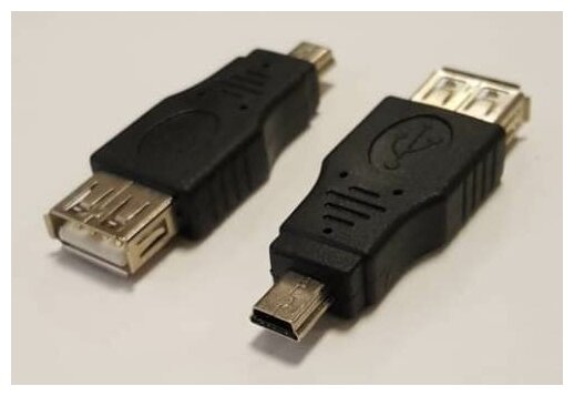 1 шт, Переходник с розетки USB-2.0 тип A на вилку Mini-USB тип B