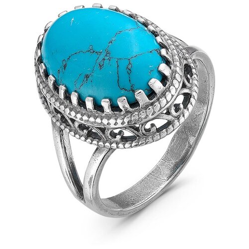 фото Кольцо красная пресня, бирюза синтетическая, размер 20, морская волна