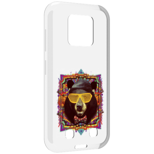 Чехол MyPads Медведь в очках для Oukitel WP18 задняя-панель-накладка-бампер