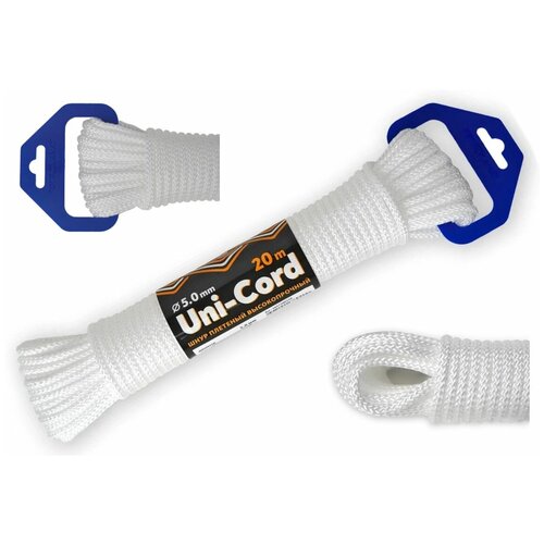 Шнур плетеный UNI-CORD 5.0 мм, 20 м, евромоток, универсальный полипропиленовый шнур