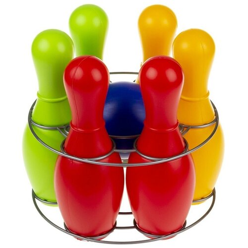 фото Набор для боулинга colorplast "радуга", 6 кеглей + шар