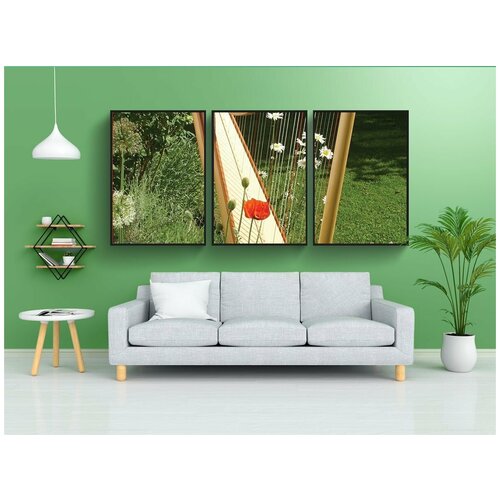 фото Набор модулных постеров для интерьера "арфа, музыка, музыкальный инструмент" 60x90 см. в тубусе, без рамки lotsprints