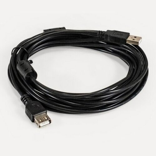 Изображение товара Удлинитель USB 2.0 Exegate EX-CCF-USB2-AMAF-5.0F Am/Af, позолоченные контакты, ферритовые кольца, 5м (EX294765RUS)