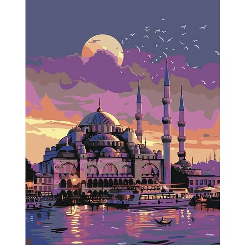 Картина по номерам Город Стамбул, Турция: мечеть ночью картина по номерам город стамбул турция улочка 40x50