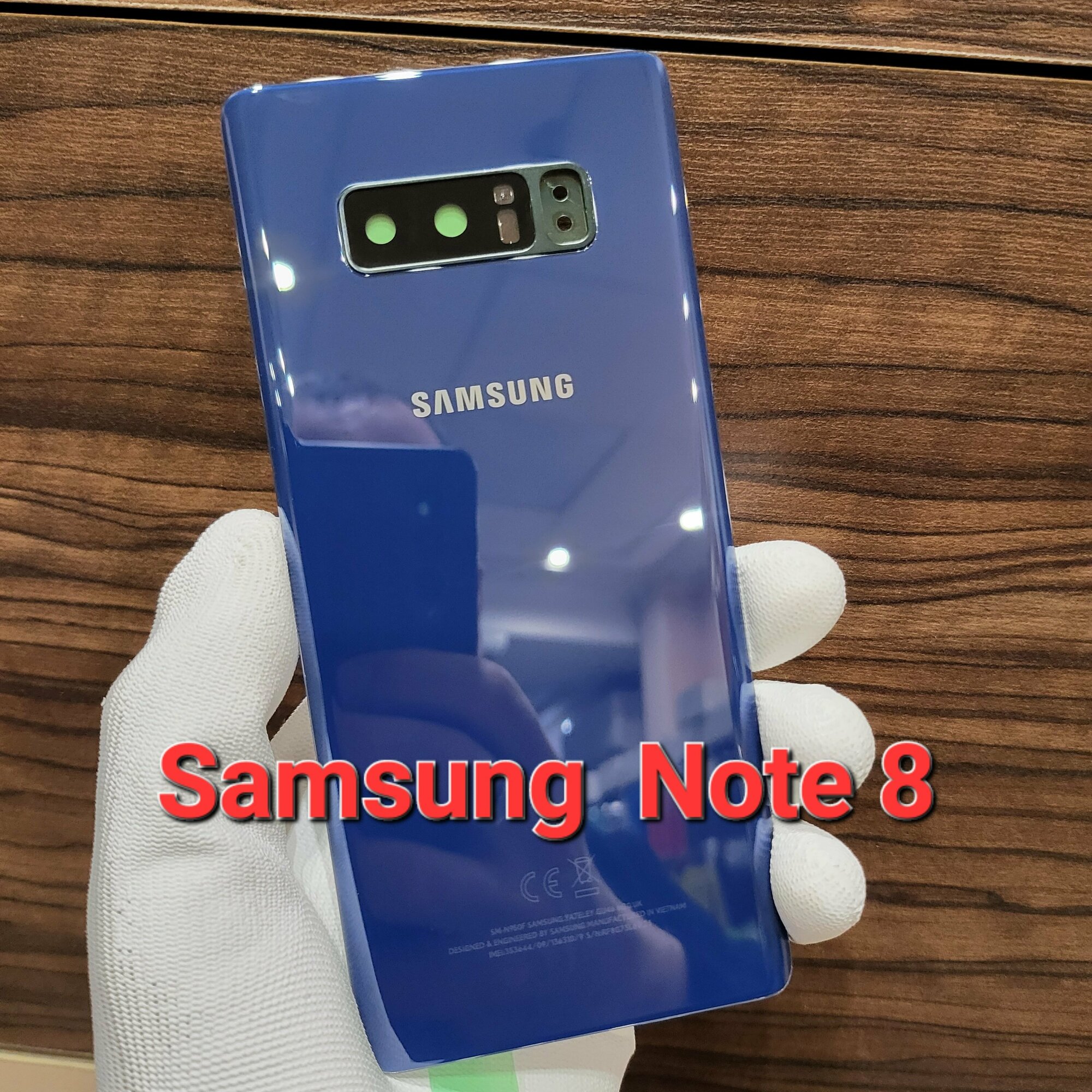 Крышка для Samsung Note 8 (заднее стекло) "Премиум качество" цвет: Синий