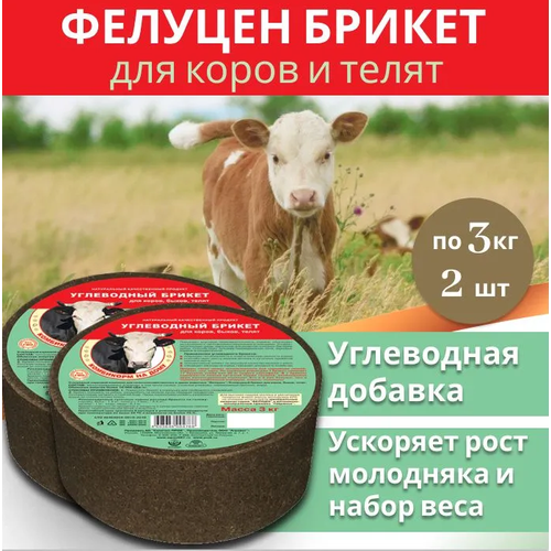 фото Комплект фелуцен брикет для коров, быков, телят 3кг, 2 штуки