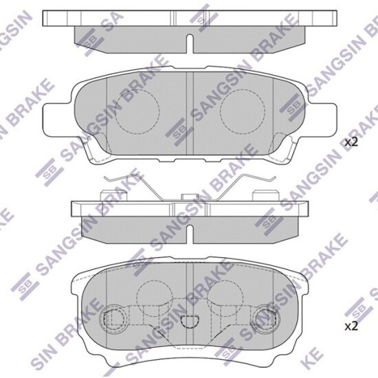 Колодки тормозные задние Sangsin Brake для Mitsubishi LANCER 9/10, 4 шт