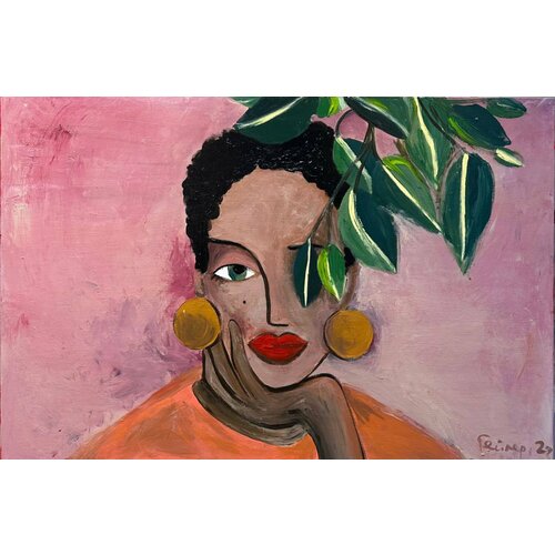 DARIA GEILER Картина для интерьера Дарьи Гейлер Дама с сережками 80х100 см 25990₽