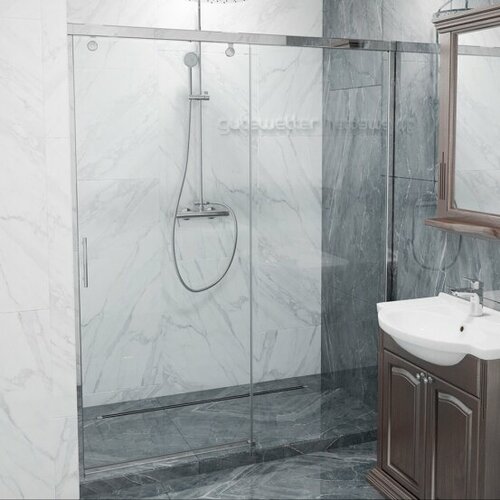 Дверь в душевую нишу GWMPSLD862 180x200 см, профиль хром блестящий, цвет стекла бесцветный, стекло закаленное 8 мм / 6 мм