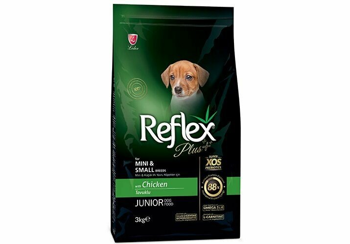 REFLEX Сухой корм для щенков мелких пород, PLUS Mini Small Breed Junior Dog Food Chicken, с курицей, 3 кг