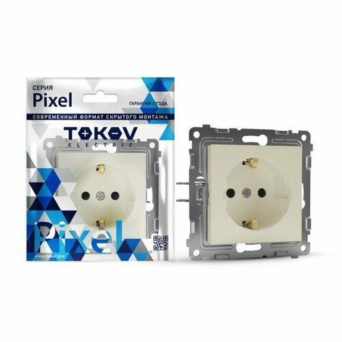 Розетка одноместная TOKOV ELECTRIC Pixel 16А IP20 с зк Бежевый TKE-PX-R1Z-C02 456₽