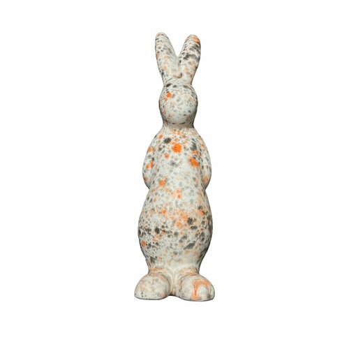 Статуэтка ручной работы Большой кролик, оранжево-черная, керамика