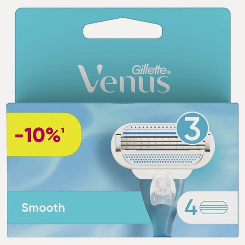 Изображение товара Сменные кассеты Gillette VENUS Smooth 3 лезвия (гладкость одним движением), 4 шт.