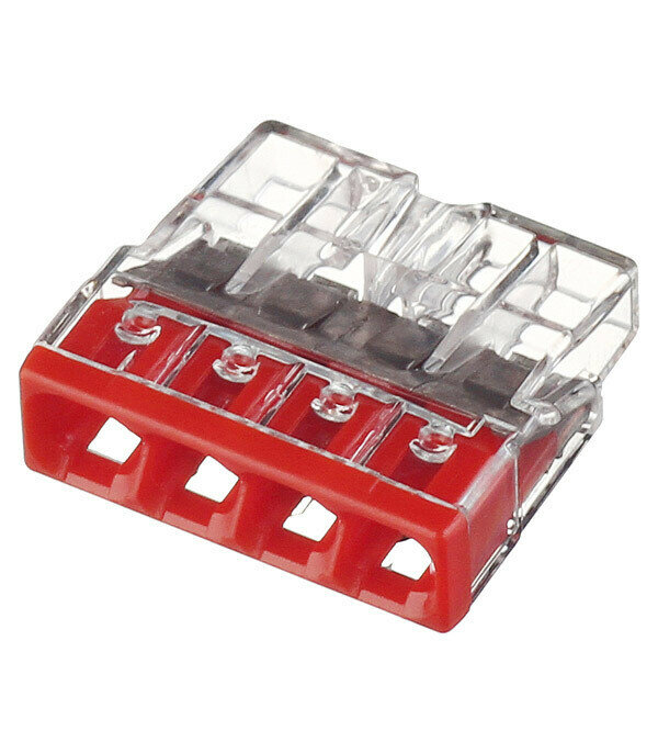 Клемма на 4 провода Wago 2273-204 05-25 кв. мм самозажимная без пасты (100 шт.) (2273-204/2667)