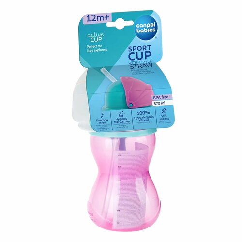 Поильник Canpol Babies 370мл 12месяцев Розовый 56113_pin 1917₽