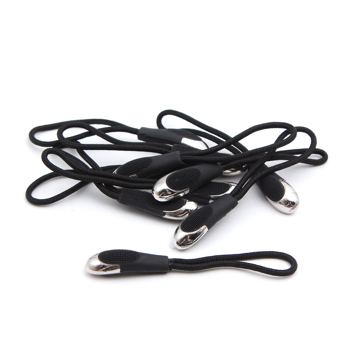 Пуллер петля для бегунка молнии, 8,5*66 мм, 10 шт, Айрис (черный, никель) — фото 1