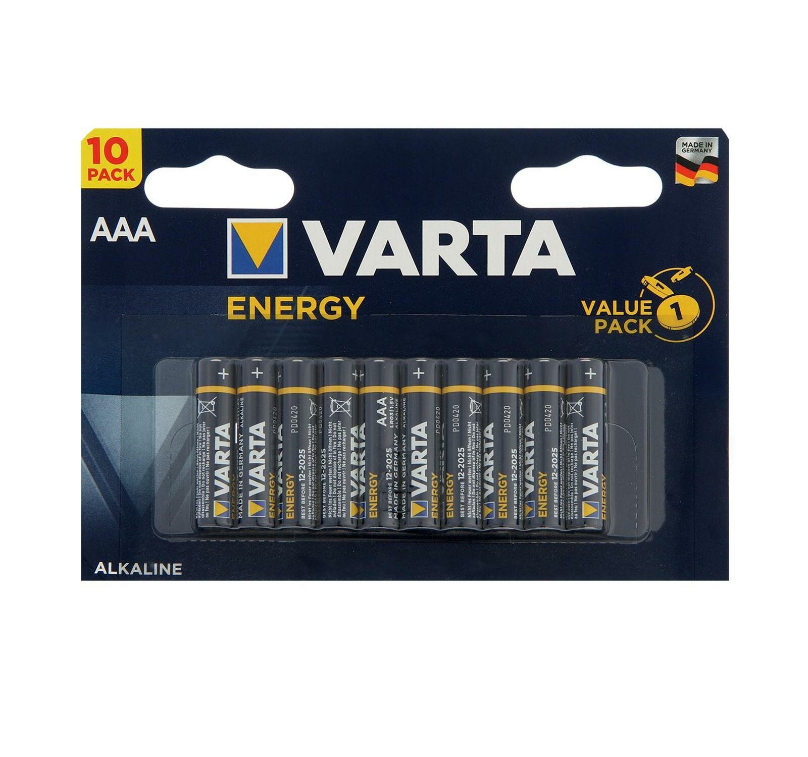 Батарейка Varta ENERGY LR03 AAA BL10 Alkaline 1.5V (4103) (10/200) Varta ENERGY LR03 AAA (04103229491) - фото №17