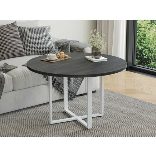 Журнальный столик круглый Айсберг Лофт 100 белыйсеверное дерево темное 8590₽