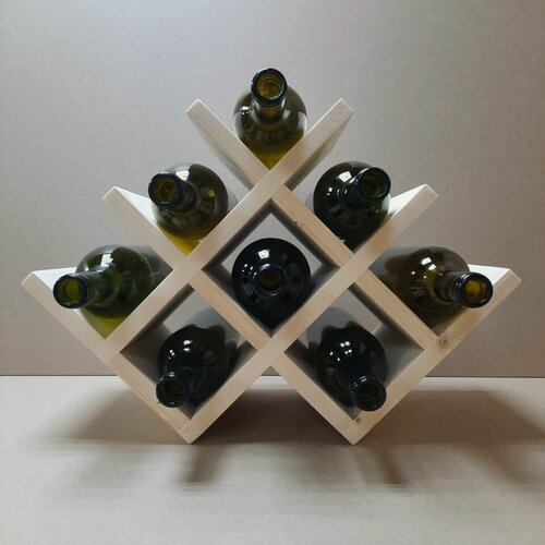 Изображение товара Полка для вина на 8 бутылок из дерева. Винная подставка. Стойка для вина и шампанского. Цвет дерева