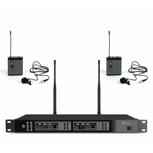 FBW A2D-PRESENTER радиосистема комплект из диверситивного приёмника A220R и двух передатчиков A100BT с петличным микрофоном 512-562МГц FM-модуляция 21030мВт 3 уровня Squelch индикация батареи 50Гц-15кГц 2864400₽