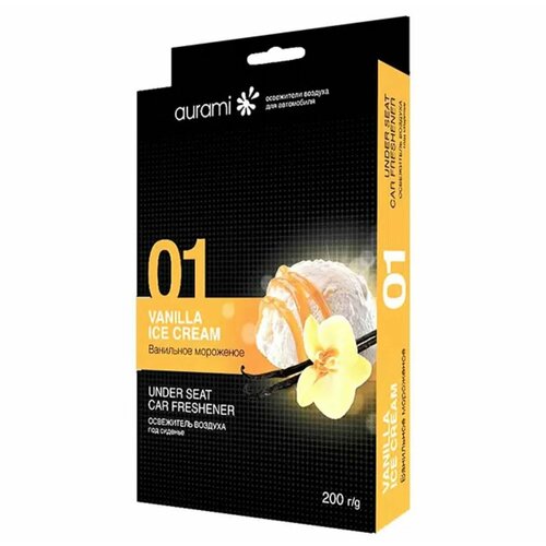 Ароматизатор освежитель воздуха под сиденье автомобиля Aurami ванильное мороженое гелевый 200 гр 400₽