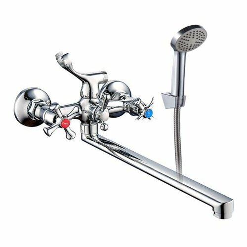 Смеситель дванны Baizheng F1736-G29-X04 маховики длинный излив L-нос дивертер в корпусе 2922₽