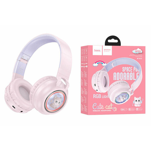 Детские наушники Hoco W50 розовый headphones наушники hoco es15 soul sound беспроводные черный