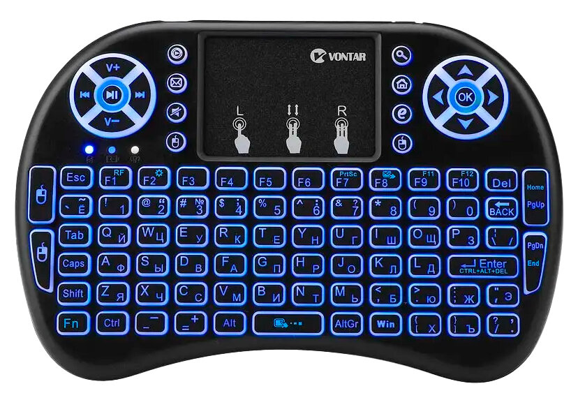 Беспроводная клавиатура с русской раскладкой Vontar I8+ Wireless Keyboard 2.4GHz Air Mouse Touchpad Handheld for Android TV BOX Mini PC AAA ver.