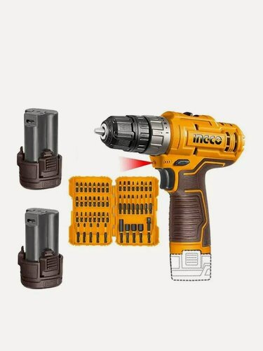 Изображение товара Шуруповерт аккумуляторный INGCO COSLI24011 + набор бит 50 шт.