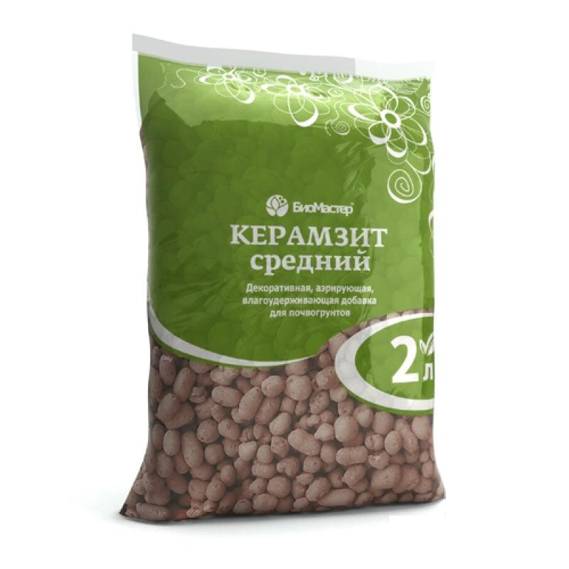 Субстраты, Грунты, Мульча Керамзит средний 2,5 л, флоризель для растений, дренажный помощник