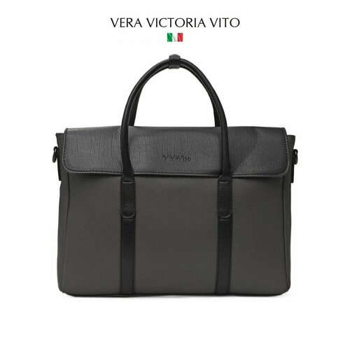 Портфель Vera Victoria Vito, фактура зернистая, серый
