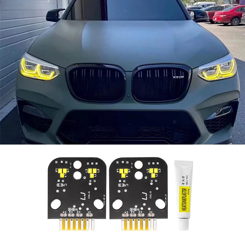 Подходит для BMW X3, X3M, F97, G01, X4, X4M, G02, дневные ходовые огни, модуль DRL, CSL желтые ангельские глаза, 18-21, 2017-2021, lemon-yellow-Module