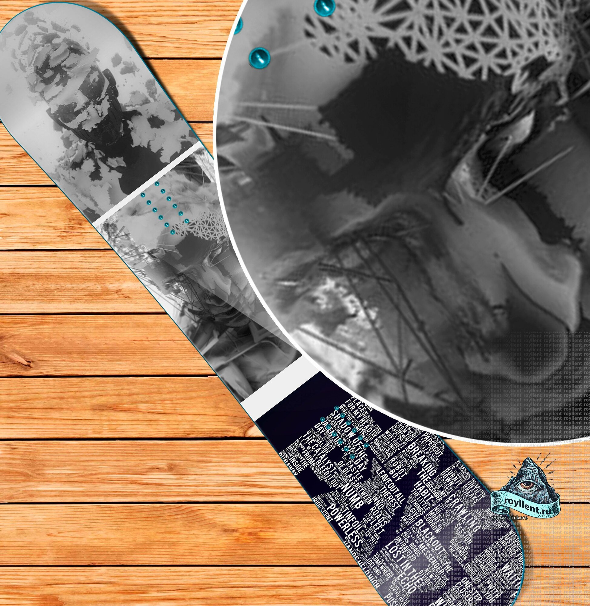 Полноразмерная наклейка на сноуборд или лыжи 1700х330 Linkin Park living things