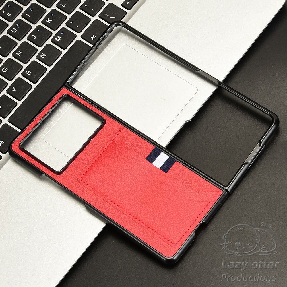 Чехол для Tecno Phantom V Fold 2, изготовленный из искусственной кожи, с карманом для банковской карты — фото 1
