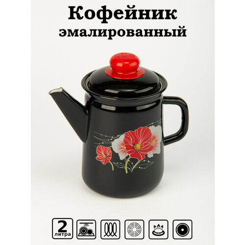 Кофейник 2 л эмалированный (Чайник) с рисунком