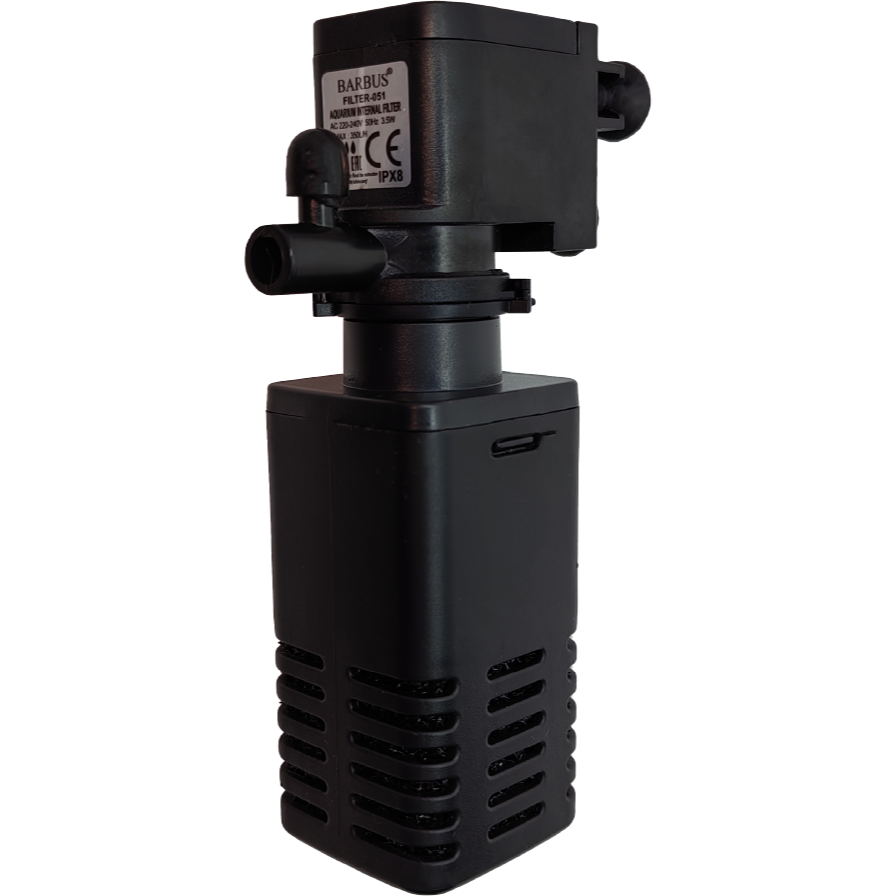 Фильтр внутренний BARBUS FILTER 051, 3 в 1, фильтрация, циркуляция, аэрация, 350 л/ч, 3,5 Вт черный