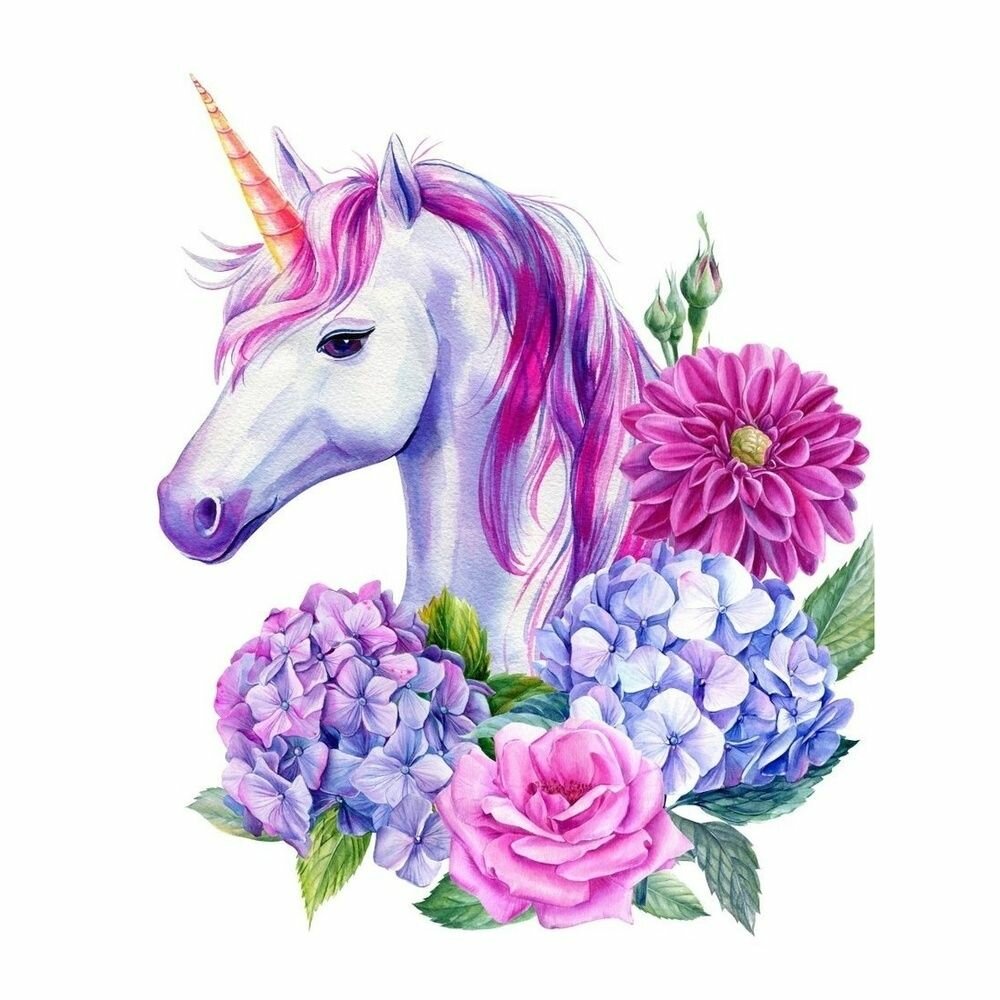 Алмазная мозаика Рыжий кот Единорог в летних цветах 30х40 см 30 цветов полное заполнение (НД-0497)