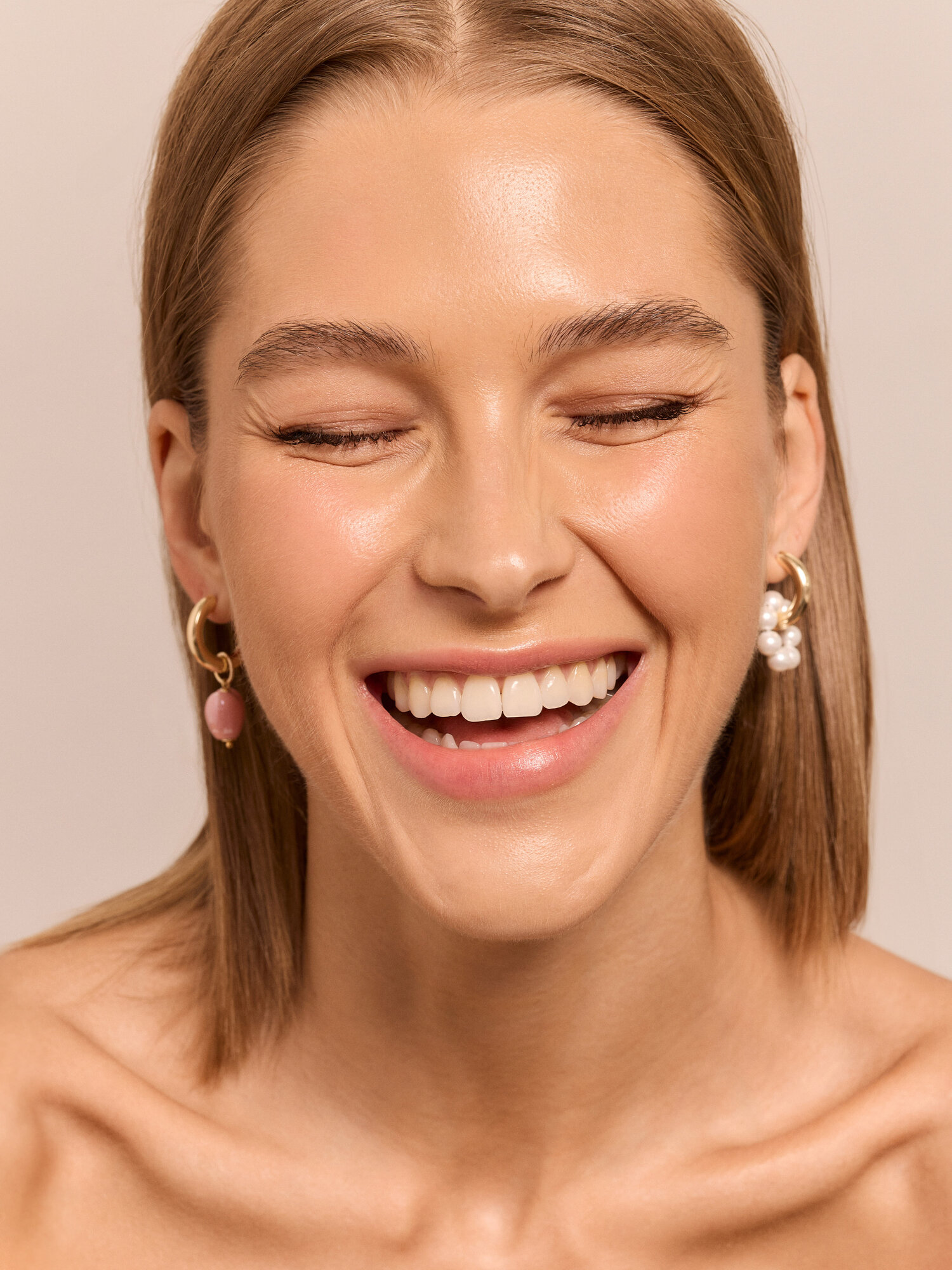 Серьги-трансформеры ELTANIKA, жемчуг имитация, керамика, желтый, розовый — фото 1