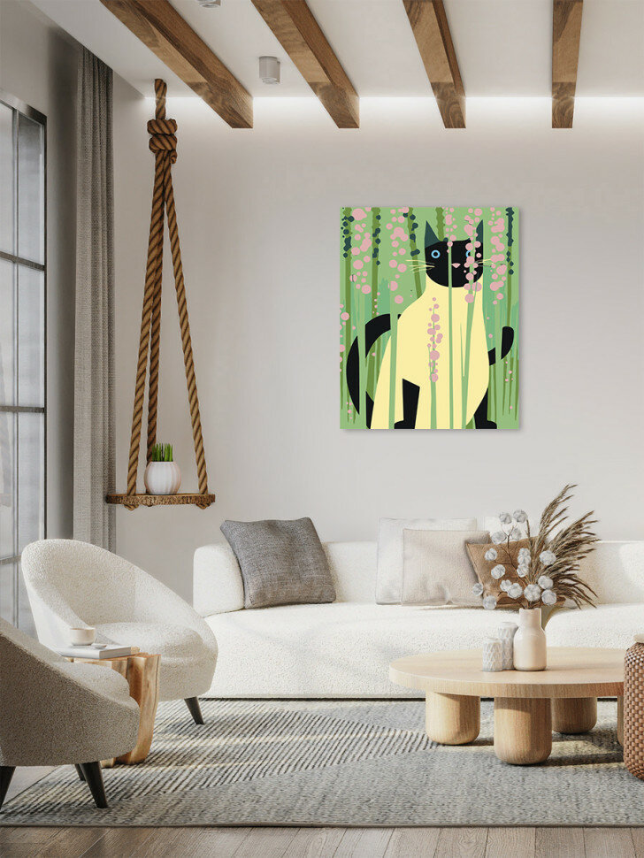 Картина по номерам "Чёрно-белый котик" — фото 1