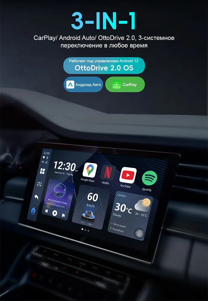 Беспроводной CarLink CarPlay TBox, Ai Box Rus - Память 8+128Gb - Процессор 8-ядерный Qualcomm - 4G (Sim) — фото 1