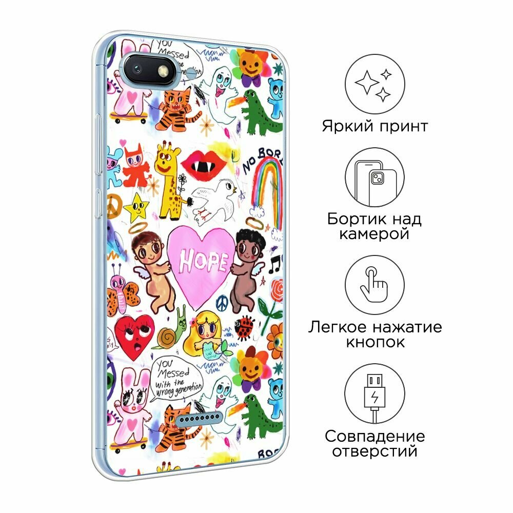 Чехол на Xiaomi Redmi 6A / Сяоми Редми 6А с принтом "Милые рисунки" — фото 1