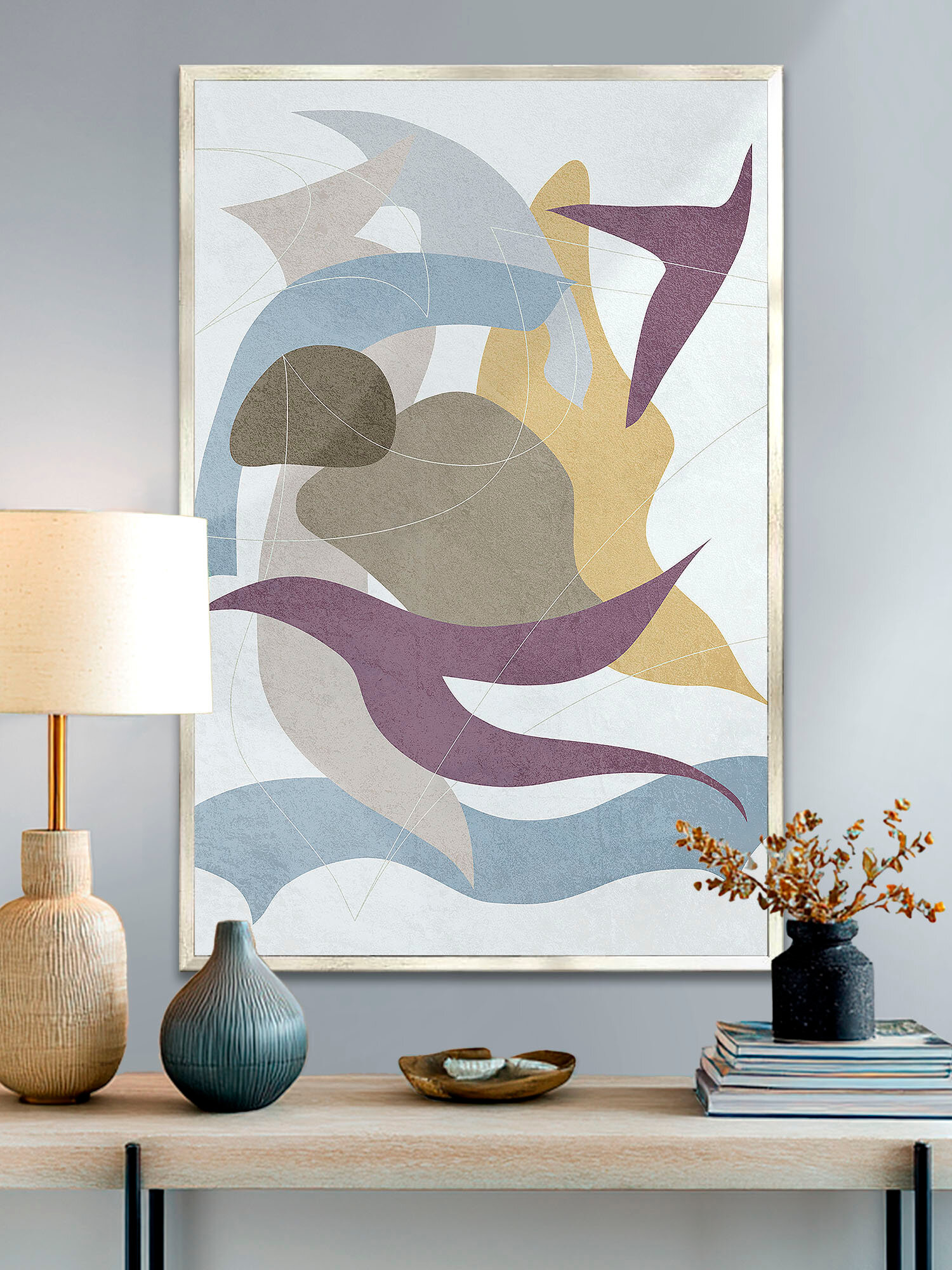 Картина на стену интерьерная абстракция в раме  Полет   60х89 см   Графис