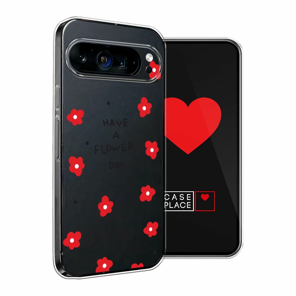 Чехол на Google Pixel 9 Pro XL / Гугл Пиксель 9 Про XL с принтом "Have a flower day 2", прозрачный — фото 1